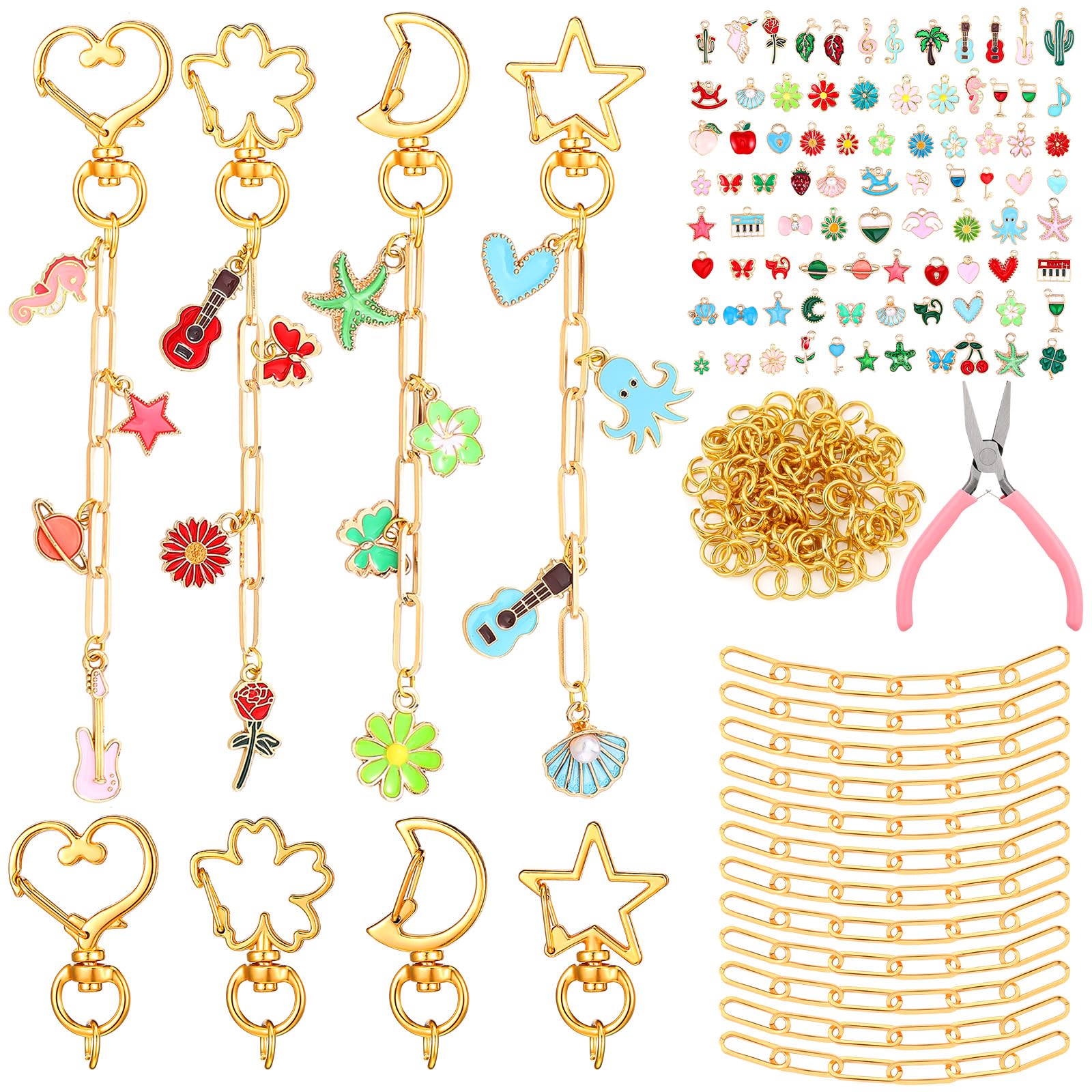 Amazon.com: Tondiamo 241 Pcs Gold Keychain Making Kit Bulk Bag